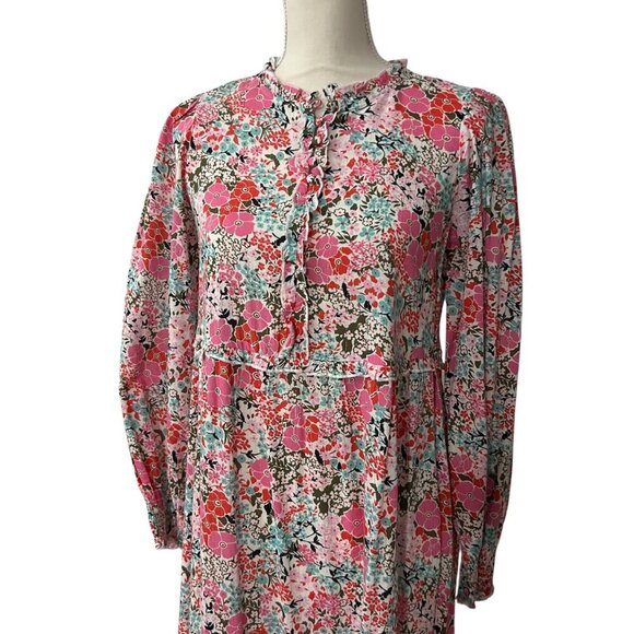 M&S Collection Floral Long  Maxi Long Sleeve Cottage Prairie Dress Size 8‎ - Picture 4 of 11